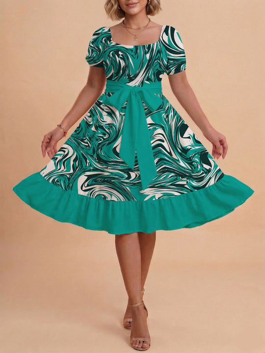 Damen Verspieltes Maxikleid mit Bärenmuster und taillierbarem Band R&B