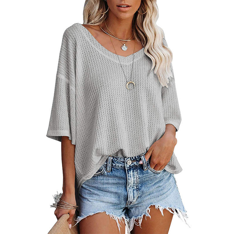 Damen lässiges Oversized-Oberteil mit strukturiertem Webmuster R&B