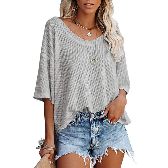 Damen lässiges Oversized-Oberteil mit strukturiertem Webmuster R&B