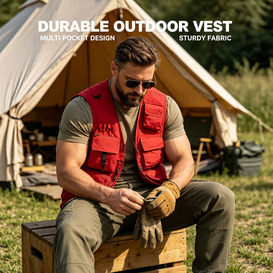 Unisex nan multifunktionale Outdoorweste mit zahlreichen Taschen und Netzfutter R&B