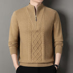 Herren Strickpullover mit hochabschließendem Kragen und durchgehendem Reißverschluss