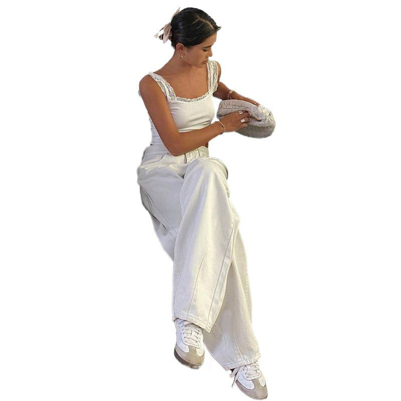 Damen Weite High-Waist Jeans im modernen Design R&B