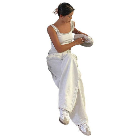 Damen Weite High-Waist Jeans im modernen Design R&B