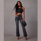 Damen Flared Jeans mit hochgeschnittenem Bund und moderner Waschung R&B