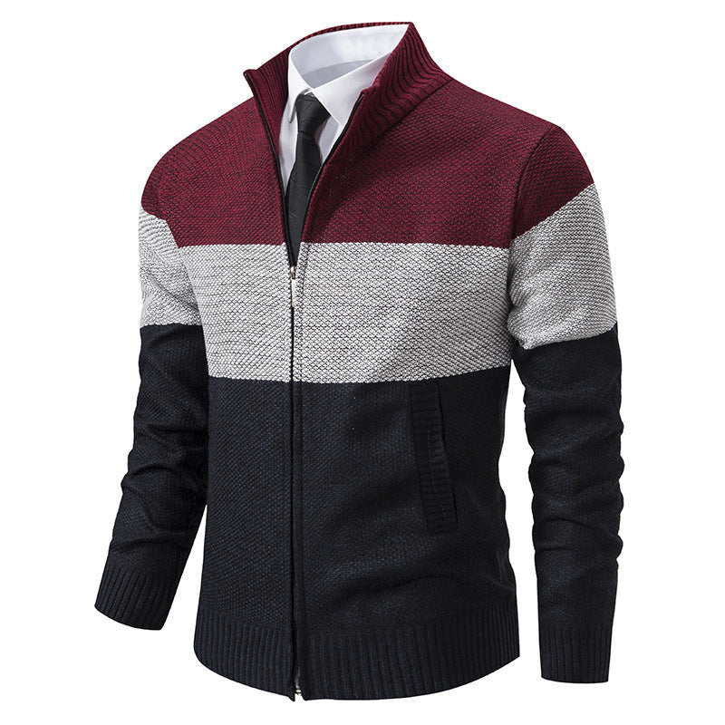 Herren modische Strickjacke mit strukturiertem Farbblockdesign R&B