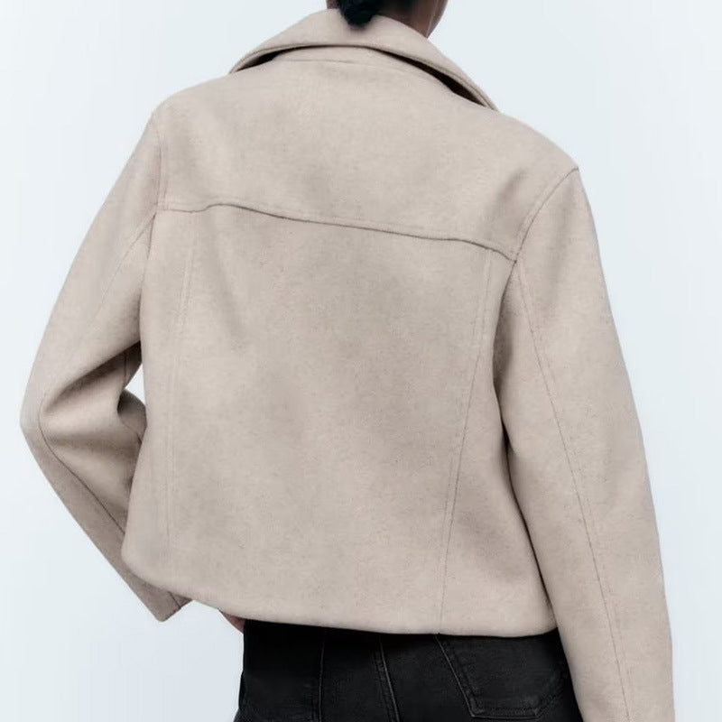 Damen modische Übergangsjacke im lässigen Stil aus weichem Material mit praktischen Taschen R&B