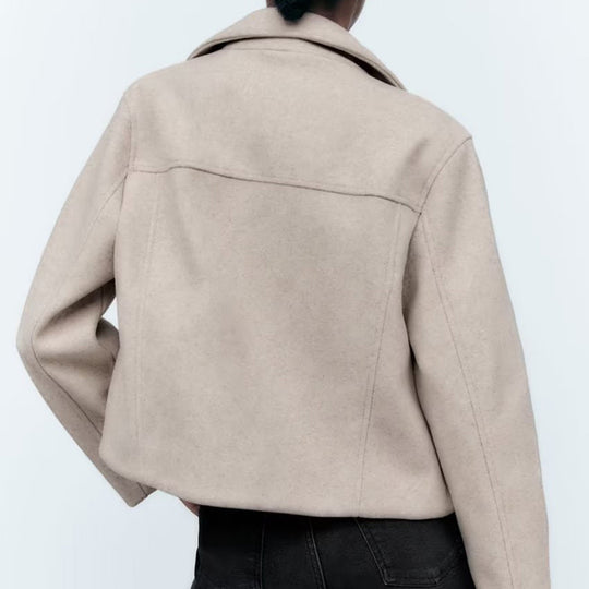 Damen modische Übergangsjacke im lässigen Stil aus weichem Material mit praktischen Taschen R&B