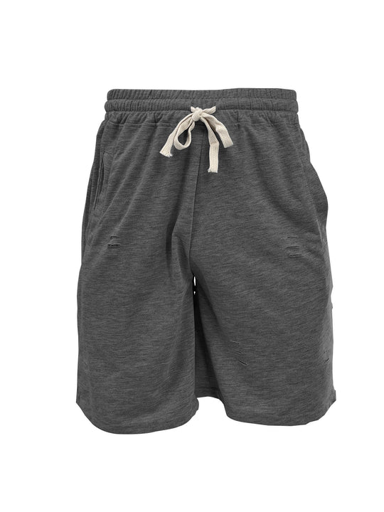 Herren nan lässige Sweatshorts mit elastischem Tunnelzugbund Eingrifftaschen und Used-Optik R&B