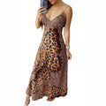 Damen Maxikleid mit feinem Spaghettiträger-Design und auffälligem Tiermuster R&B