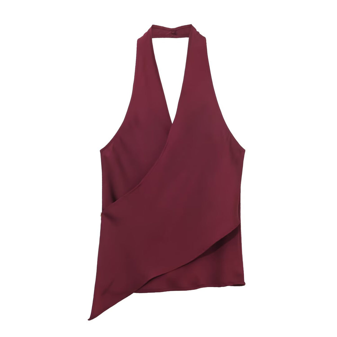 Damen elegantes Haltertop mit asymmetrischem Schnitt und schimmerndem Satinfinish R&B