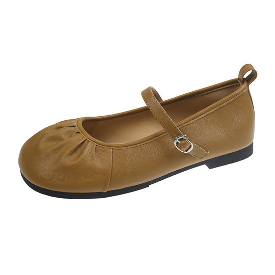 Damen Ballerinas mit modischem Riemchen und femininer Faltenoptik R&B