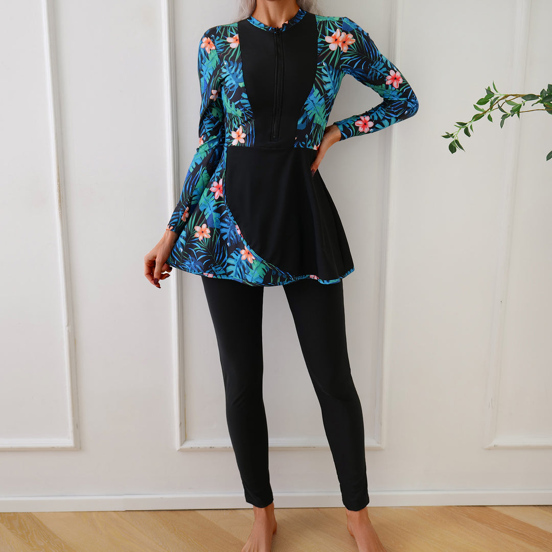 Damen Modischer Badeset mit langer Tunika und Leggings R&B