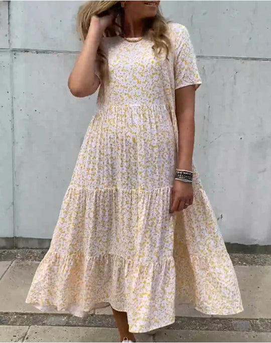 Damen Maxikleid mit floralen Mustern Heidi-Mode
