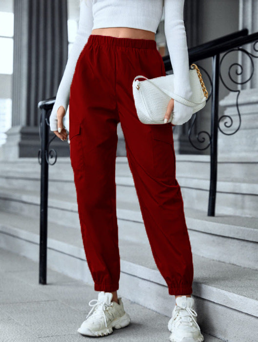 Damen Cargo-Hose im sportiven Design mit elastischem Bund und praktischen Taschen R&B