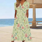 Damen Blumengemusterte Sommerkleid mit Taschen R&B