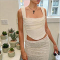 Damen Crop-Top mit schmeichelhaftem Quadrat-Ausschnitt und sanfter Raffung R&B
