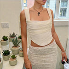 Damen Crop-Top mit schmeichelhaftem Quadrat-Ausschnitt und sanfter Raffung R&B