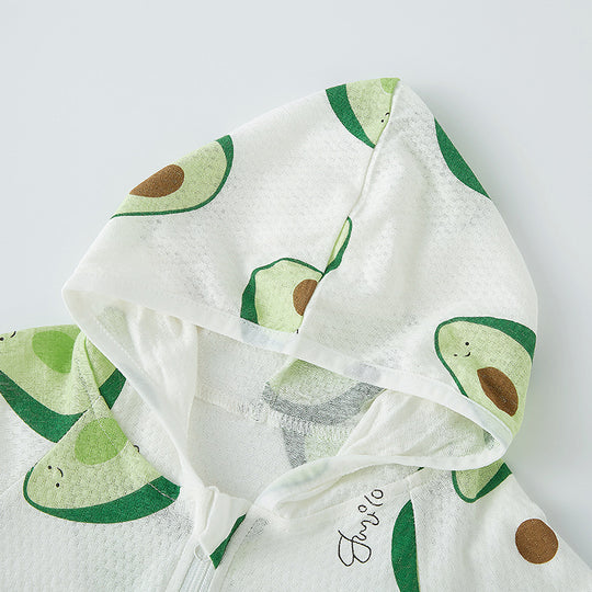 Unisex nan leichte atmungsaktive Kapuzen-Zip-Jacke aus Musselin für Babys mit Hasenmotiv R&B
