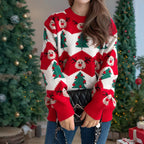 Damen Weihnachtspullover mit festlichem Rentier- und Weihnachtsbaum-Motiv R&B