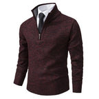 Herren eleganter Strickpullover mit halbem Reißverschluss und strukturierter Oberfläche R&B