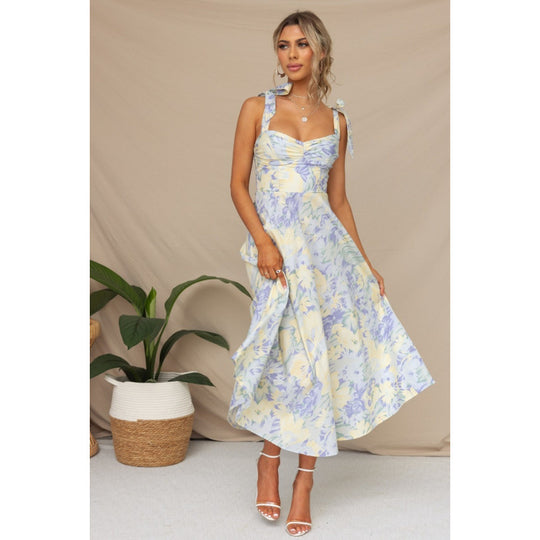 Damen Sommerliches Maxikleid mit verstellbaren Trägern und Raffungen R&B