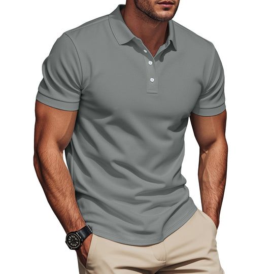 Herren nan Pima-Baumwoll-Polo mit Kentkragen, schmaler Silhouette und verstärkter Knopfleiste R&B