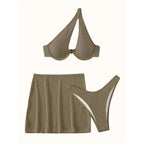 Damen Triangel-Bikini-Set mit modischem Wickelrock und innovativem Design R&B