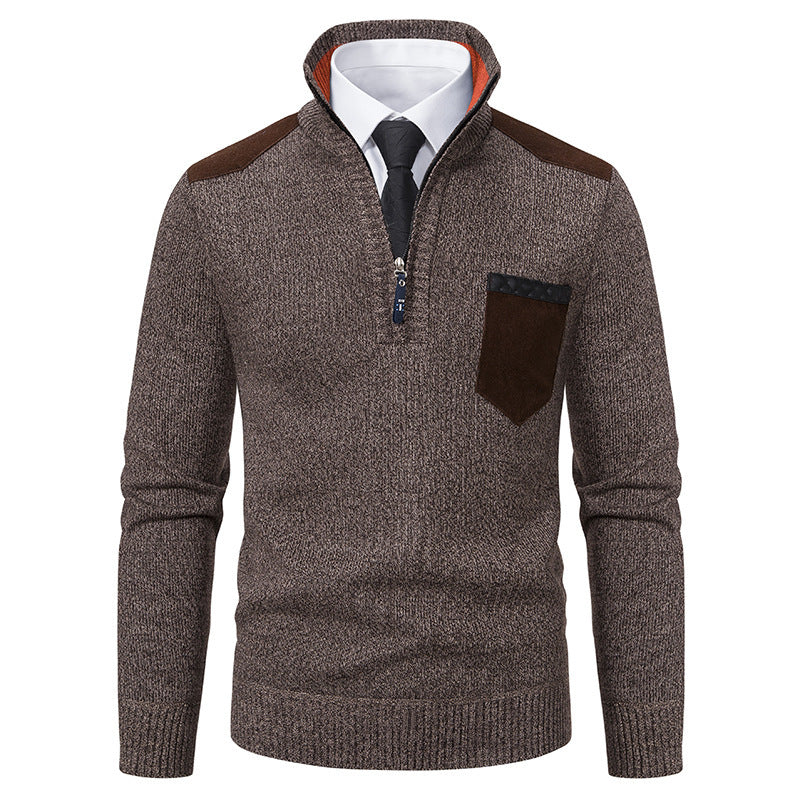 Herren lässiger Pullover mit halbem Reißverschluss und modernem Kragen R&B