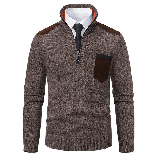 Herren lässiger Pullover mit halbem Reißverschluss und modernem Kragen R&B