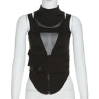 Damen Sportliches Tanktop mit innovativem hochgeschlossenem Design und verstellbaren Riemen R&B