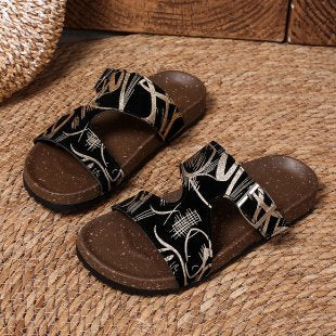 Damen komfortable Riemchensandalen mit modischem Schriftzug R&B