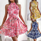 Damen Sommerkleid mit elegantem Stehkragen und verspieltem Blumenmuster R&B