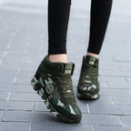 Damen Sportliche Chuck-Sneaker mit Camouflage-Muster