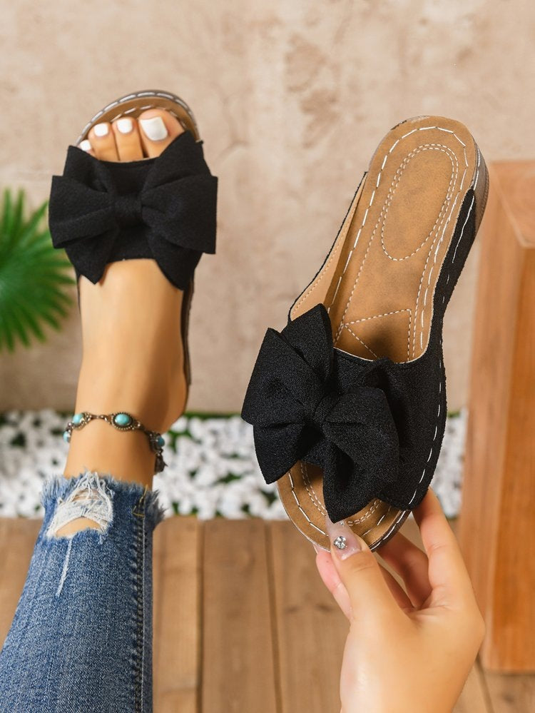 Damen Slipper mit großem Schleifen-Design R&B