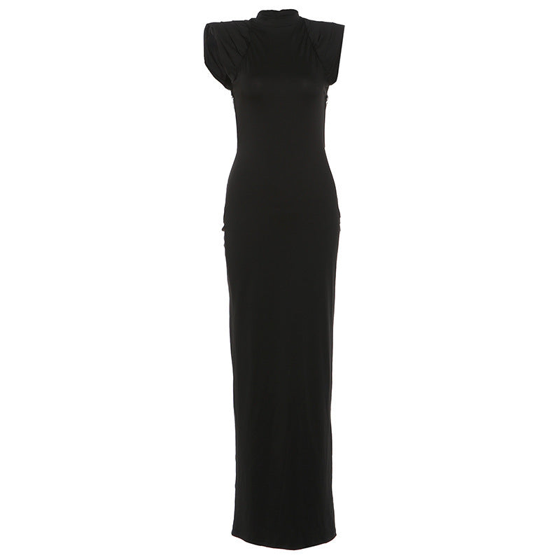 Damen Elegantes Maxikleid mit Schulterpolster und tailliertem Schnitt R&B