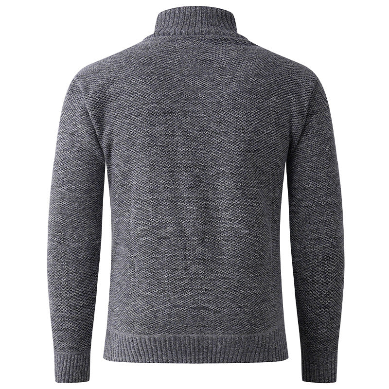 Herren eleganter Stehkragenpullover mit strukturiertem Zopfmuster