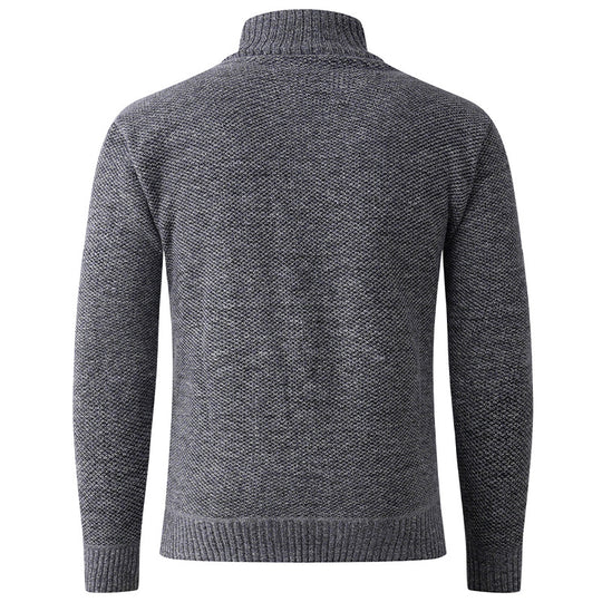 Herren eleganter Stehkragenpullover mit strukturiertem Zopfmuster R&B
