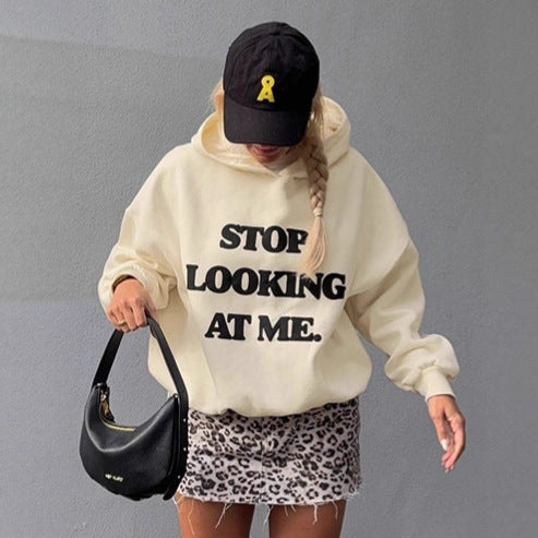 Damen lässiger Kapuzenpullover mit auffälligem Schriftzug R&B