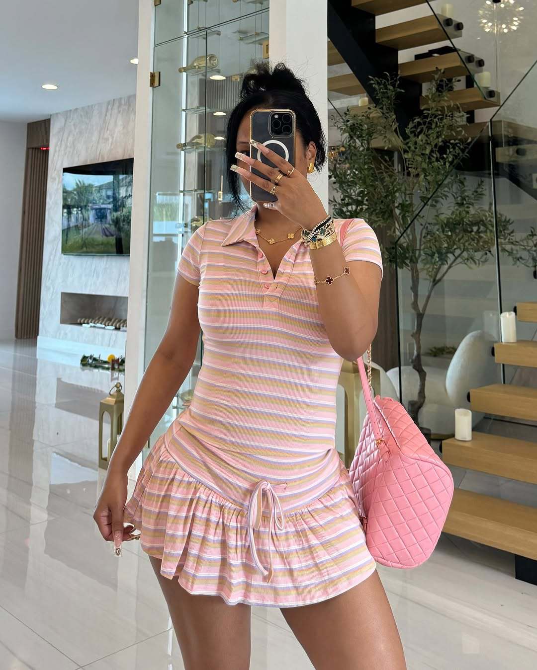 Damen Sportliches Polo-Kleid mit Rüschendetails R&B