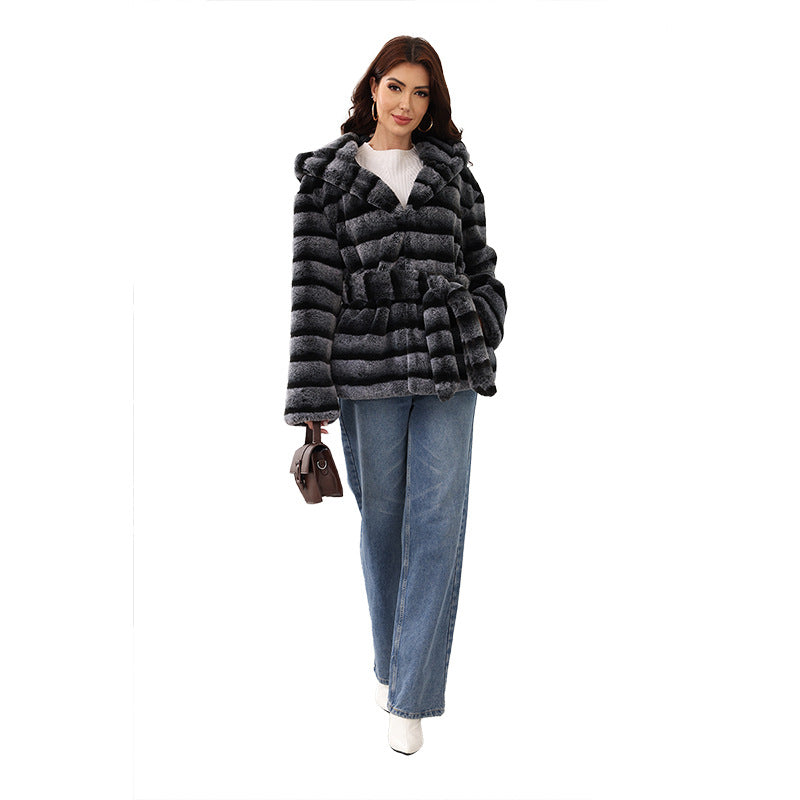 Damen kuschelige Kunstfelljacke R&B