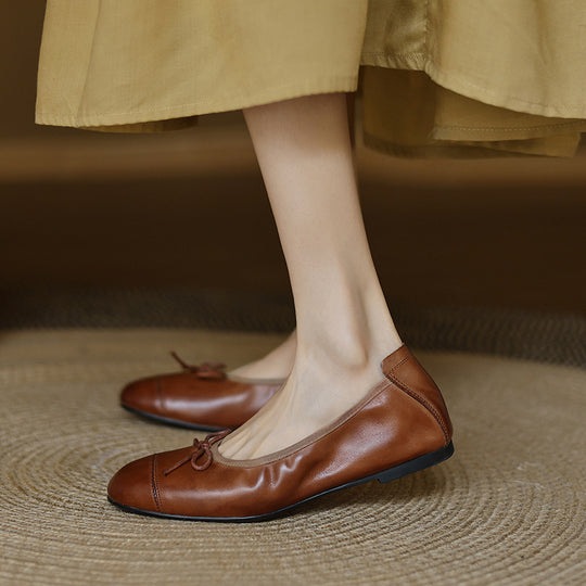 Damen Ballerinas mit verstellbarem Riemen und hochwertiger Lederoberfläche R&B