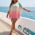 Damen luftiger Strandüberwurf mit eleganten Quasten R&B