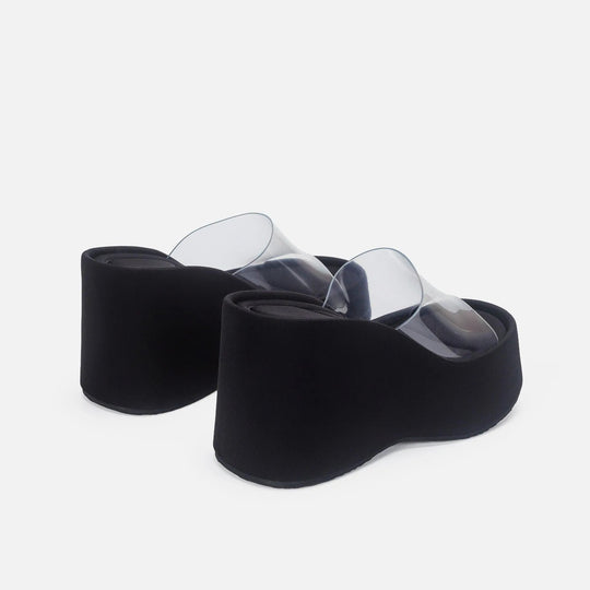 R&B | Translucent platform sandals with ankle strap