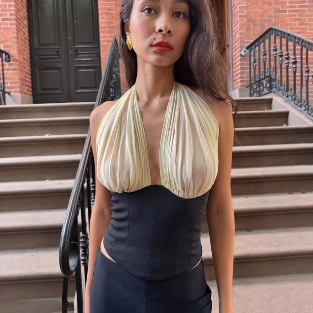 Damen Haltertop mit elegantem Drapierungseffekt R&B