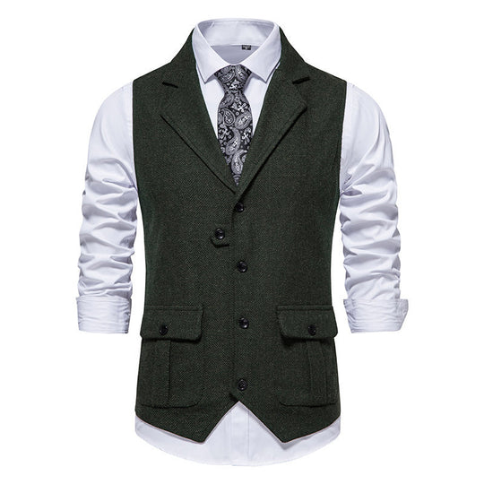 Herren elegante Weste mit strukturiertem Hahnentritt-Muster R&B