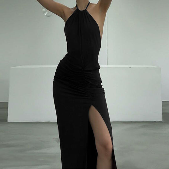 Damen Elegantes Wickelkleid mit schmalem Halterneck und raffinierten Rüschendetails R&B
