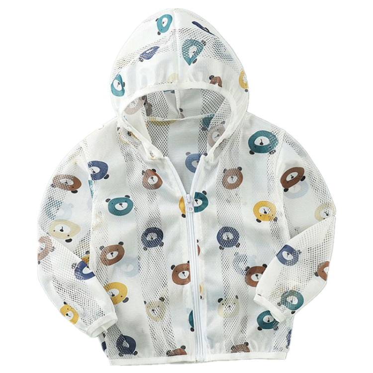 Unisex nan leichte kapuzen mesh sonnenschutzjacke mit süßem bärendruck R&B