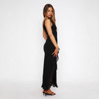 Damen Sommerliches Maxikleid mit tiefem V-Ausschnitt und Rüschen-Saum R&B