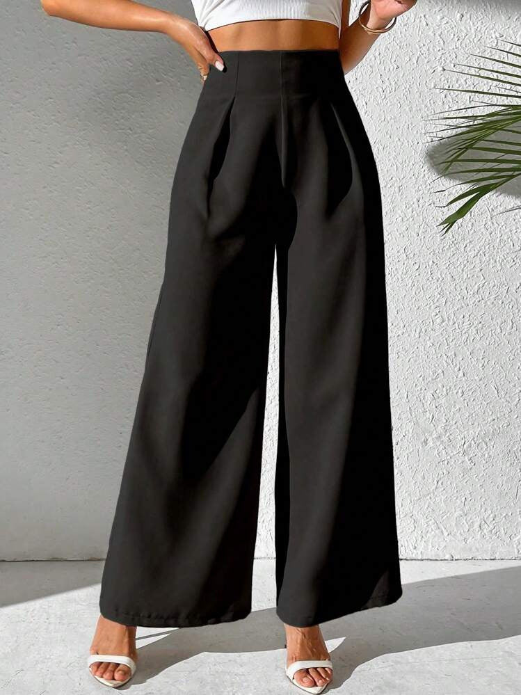 Damen Weite Palazzo-Hose mit elegantem Schnitt und hohen Taillenbund R&B