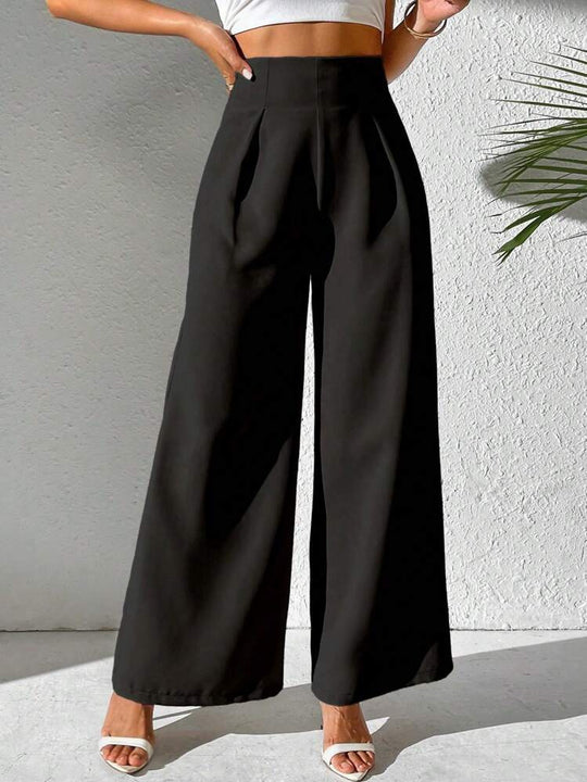 Damen Weite Palazzo-Hose mit elegantem Schnitt und hohen Taillenbund R&B